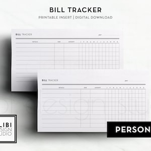 Personal Bill Tracker Finance Planner Personal Printable Planner Inserts