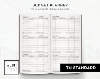 Standard TN Finance Planner Budget Planner Expense Tracker Midori Traveler's Notebook Printable Insert Refill