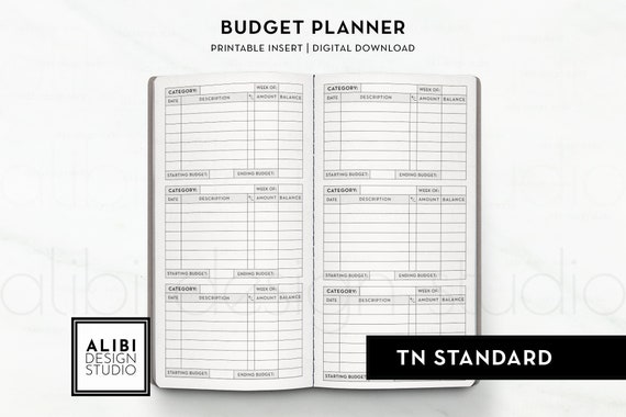 Budget Tracking and Finance Travelers Notebook Insert