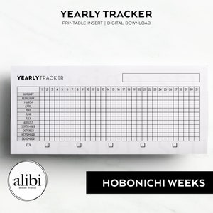 Hobonichi Weeks Yearly Trackers Habit Tracker Mood Tracker Hobo Weeks Printable Inserts Period Tracker