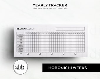 Hobonichi Weeks Yearly Trackers Habit Tracker Mood Tracker Hobo Weeks Printable Inserts Period Tracker