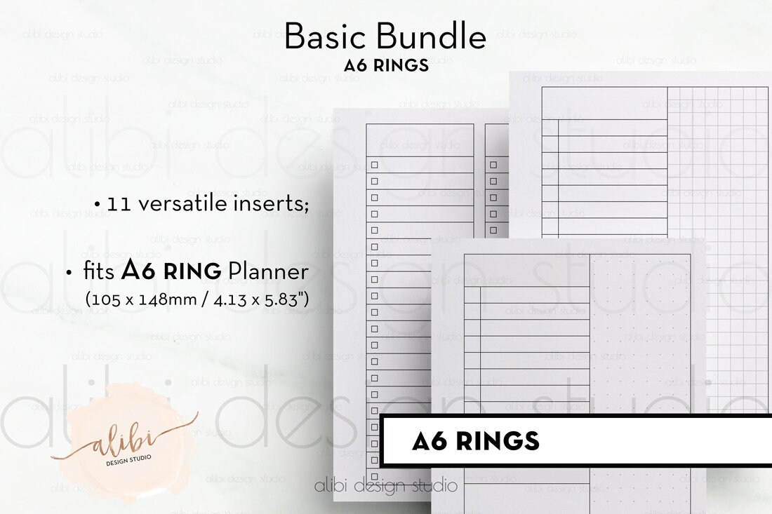 A6 Basic Bundle for A6 Planner / Grid Paper and Dot Grid / | Etsy