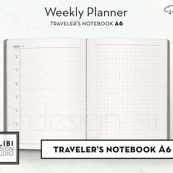 A6 TN Weekly Planner A6 Traveler's Notebook Printable Inserts Grid Paper Hobonichi Weeks Style Wo2P