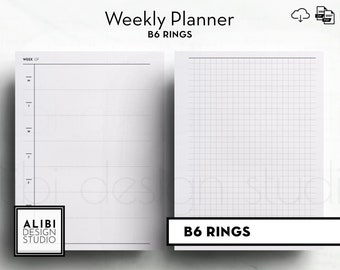 B6 Rings, Minimalist Weekly Planner, Week on One Page for B6 Planner | Hobonichi Weeks Style | Wo1P