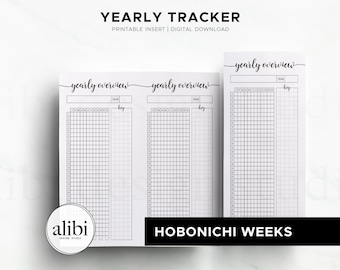 Hobonichi Weeks Yearly Overview Habit Tracker Period Tracker Color In Year Tracker Hobo Weeks Printable Inserts