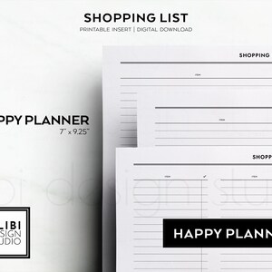 Happy Planner Shopping List Grocery List HP Classic Printable Planner Inserts image 2