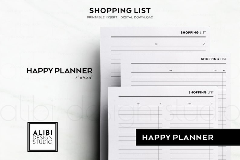 Happy Planner Shopping List Grocery List HP Classic Printable Planner Inserts image 2