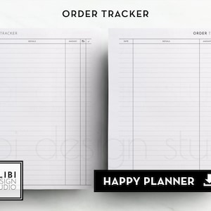 Happy Planner Online Order Tracker HP Classic Printable Inserts Shopping Tracker Expense Tracker