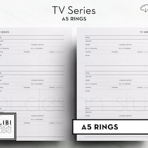 A5 TV Series TV Show Tracker A5 Printable Planner Inserts Tv Reviews Tv Library Tv Show List