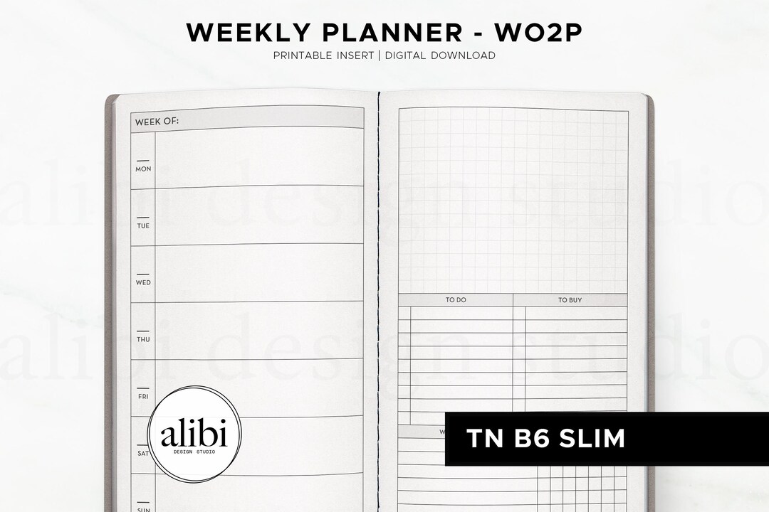 B6 SLIM TN Printable Weekly Planner Insert | Week on Two Pages ...