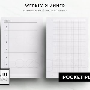 Pocket Plus, Minimalist Weekly Planner Weekly Overview Week on One Page, Week at a Glance Printable Hobonichi Weeks Style | Pocket XL Wo2P