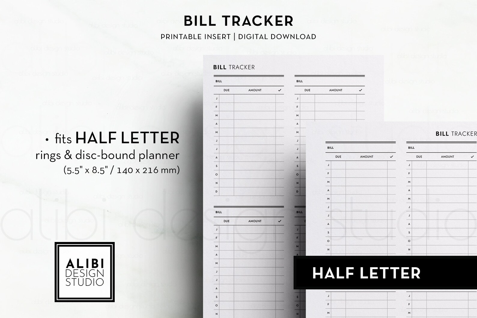 Half Letter Bill Tracker Monthly Bill Printable Planner | Etsy