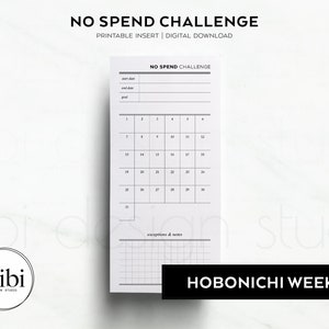 Hobonichi Weeks No Spend Challenge No Spend Tracker Habit Tracker Monthly Planner Motivation Goal Planner Hobo Weeks Printable Inserts