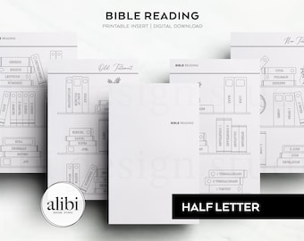 Half Letter Printable Bible Reading - Bible Study Old and New Testament Tracker Half Letter Printable Planner Inserts