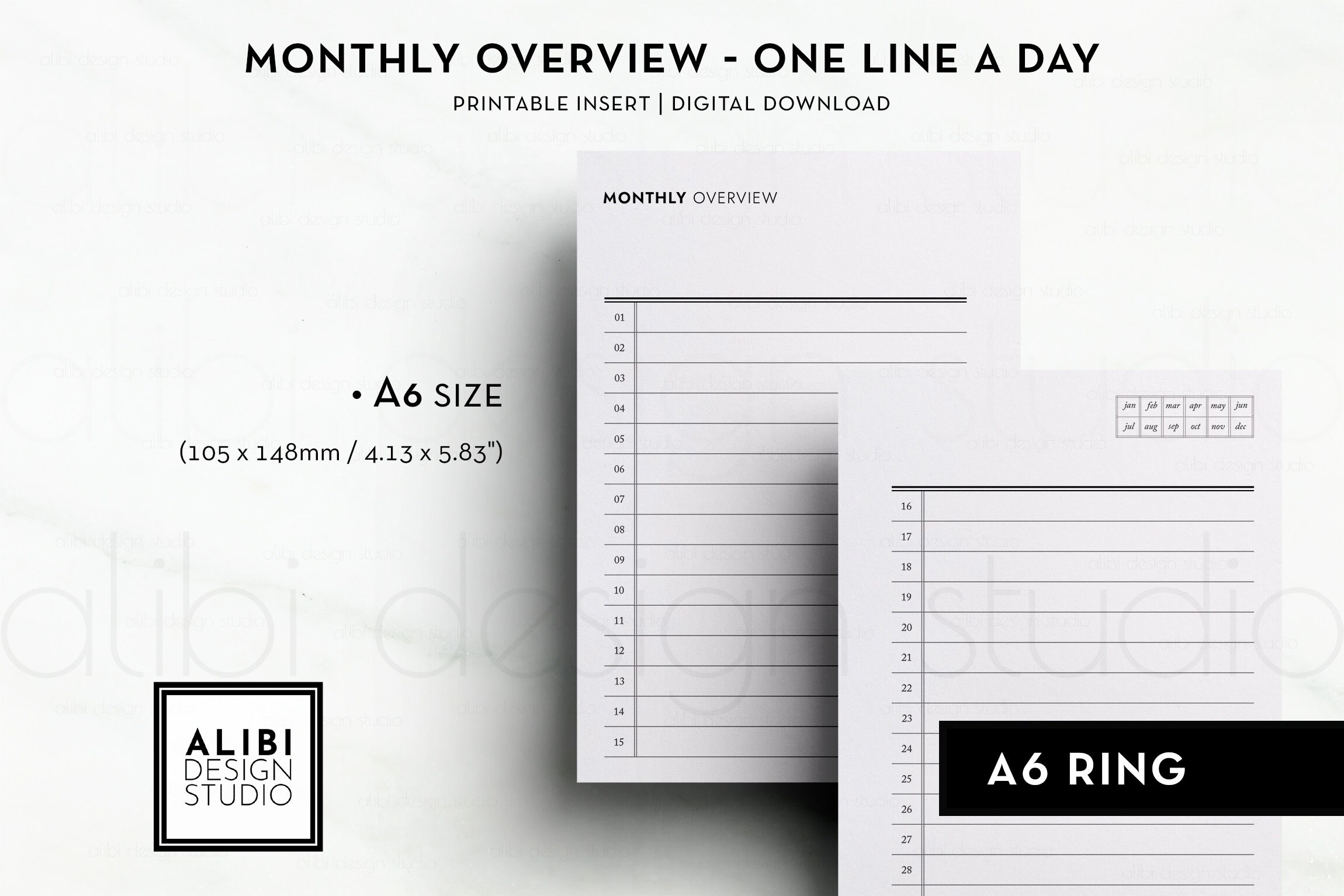 Personal One Line a Day Monthly Overview Daily Gratitude Journal Mood ...