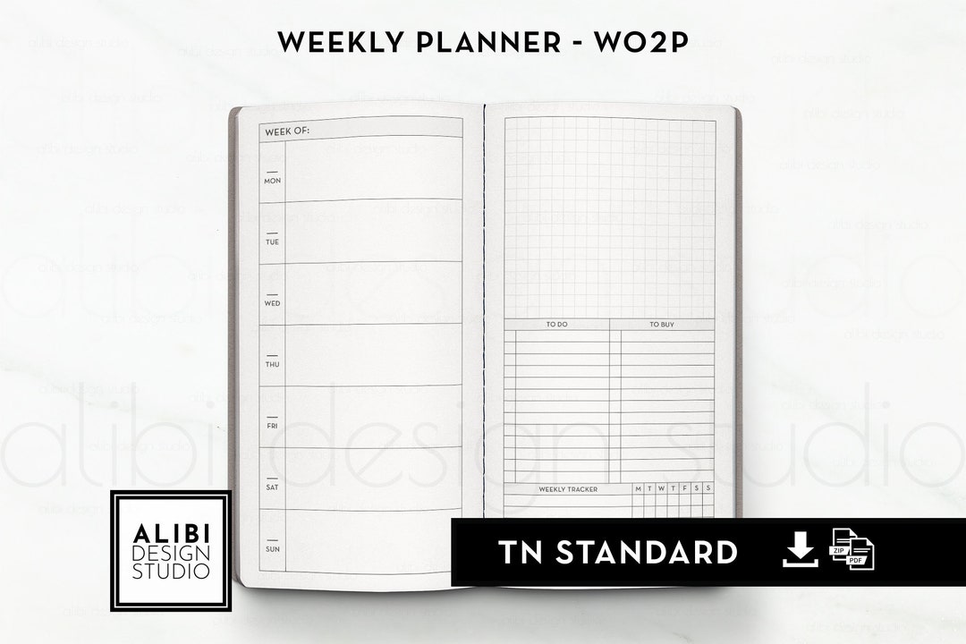 Standard TN Weekly Planner Traveler's Notebook Printable Insert Refill ...