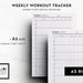 A5 Workout Planner Exercise Log Workout Tracker Weekly Planner Fitness ...