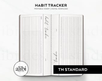 Standard TN Habit Tracker Monthly Planner Traveler's Notebook Printable Planner Inserts Daily Habits Monthly Checklist