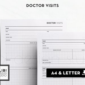 A4 Letter Doctor Visits Health Planner Health Record Medical Printable Insert 画像 3