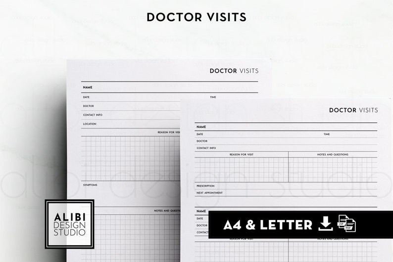 A4 Letter Doctor Visits Health Planner Health Record Medical Printable Insert 画像 3