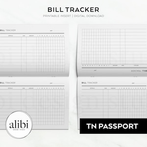 Paspoort TN Bill Tracker Finance Planner Travelers Notebook Afdrukbare bijlagen Budget Tracker
