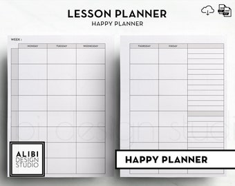 Happy Planner Lesson Planner Work Schedule Student Planner HP Classic Printable Planner Inserts Teacher Planner Weekday MON - FRI