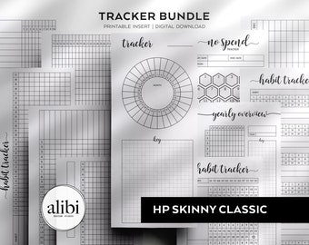 Skinny Classic Happy Planner Tracker Bundle Printable Habit Tracker Inserts Monthly Planner Yearly Period Tracker Mood Journal