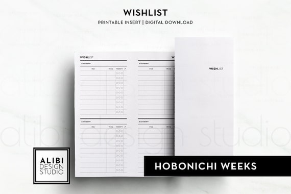 Hobonichi Weeks Wishlist Tracker Wishlist Planner Shopping List Expense Tracker Birthday Gifts Hobo Weeks Printable Inserts Gift Planner