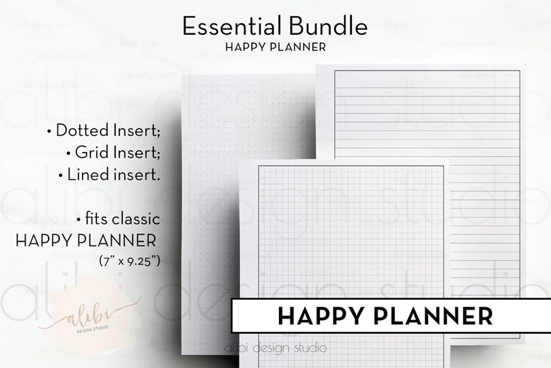 happy planner grid paper and dot grid lined paper bullet etsy