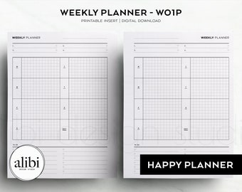 Happy Planner Weekly Overview Weekly Planner Week on 1 Page Week at a Glance HP Classic Printable Inserts