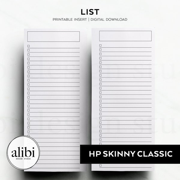 Skinny Classic Happy Planner List Printable Insert, Shoping List Book List Tv Show List Grocery List Packing List HP Half Sheet