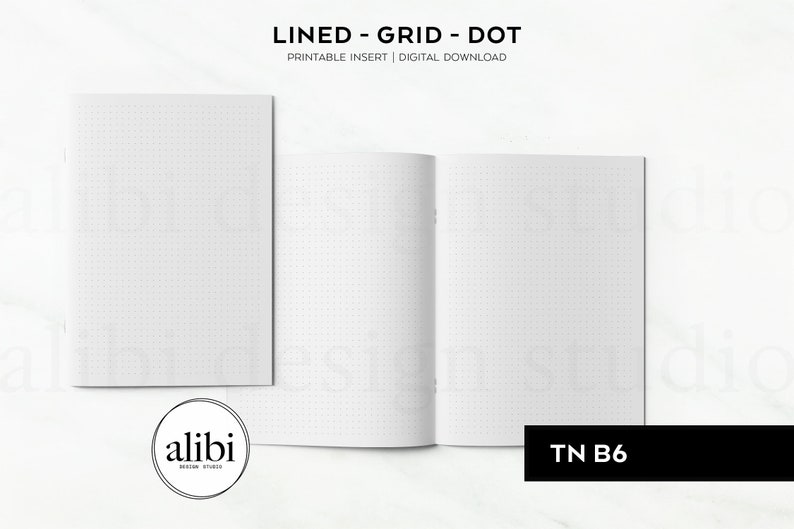 B6 TN Grid Paper Dot Grid Lined Paper Printables Travelers Notebook ...