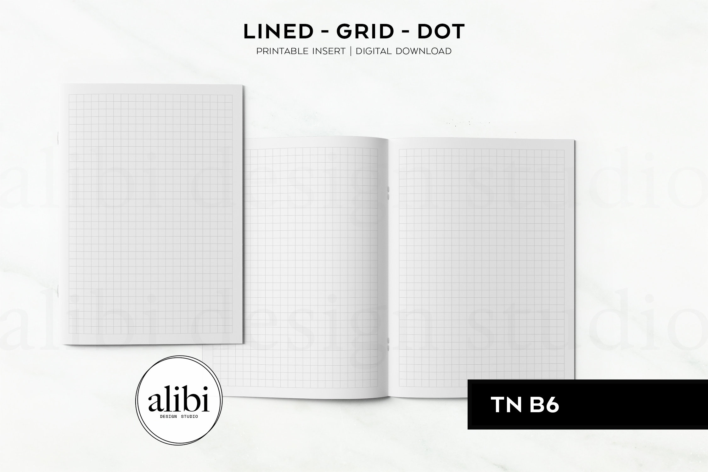 B6 TN Grid Paper Dot Grid Lined Paper Printables Travelers Notebook ...