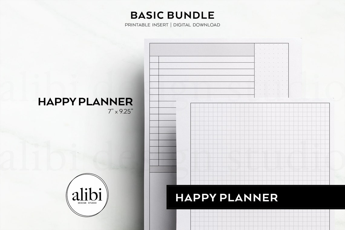 Happy Planner Basic Printable Planner Inserts Bundle - Grid Paper Dot ...