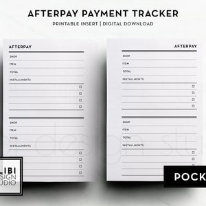 Pocket Buy Now Pay Later Tracker Afterpay Payment Tracker Financial Planner Budget Planner Pocket Planner Printable Inserts Expense Tracker