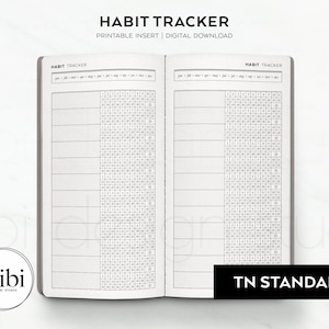 Standard TN Habit Tracker Monthly Planner Traveler's Notebook Printable Inserts Midori Regular Refill Digital
