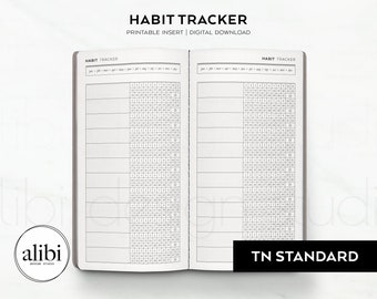 Standard TN Habit Tracker Monthly Planner Traveler's Notebook Printable Inserts Midori Regular Refill Digital