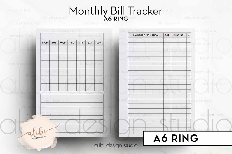 A6 Bill Tracker A6 Planner Expense Tracker Bills Finance | Etsy