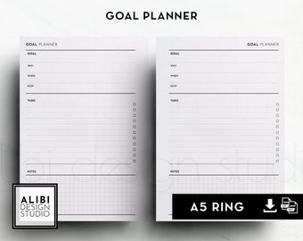 A5, Goal Planner Project Planner Productivity Planner Task List To Do List Goal Setting Progress Tracker A5 Printable Planner Inserts