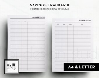 A4 Letter Savings Tracker Financial Planner Budget Planner Printable Planner Inserts