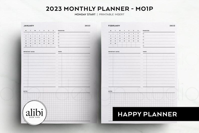 Happy Planner 2023 Monthly Planner Month on 1 Page 2023 Etsy
