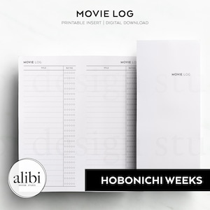 Hobonichi Weeks Movie Log Movie Tracker Hobo Weeks Printable Inserts Movie List Movie Planner Movie Reviews Fauxbonichi Travelers Notebook