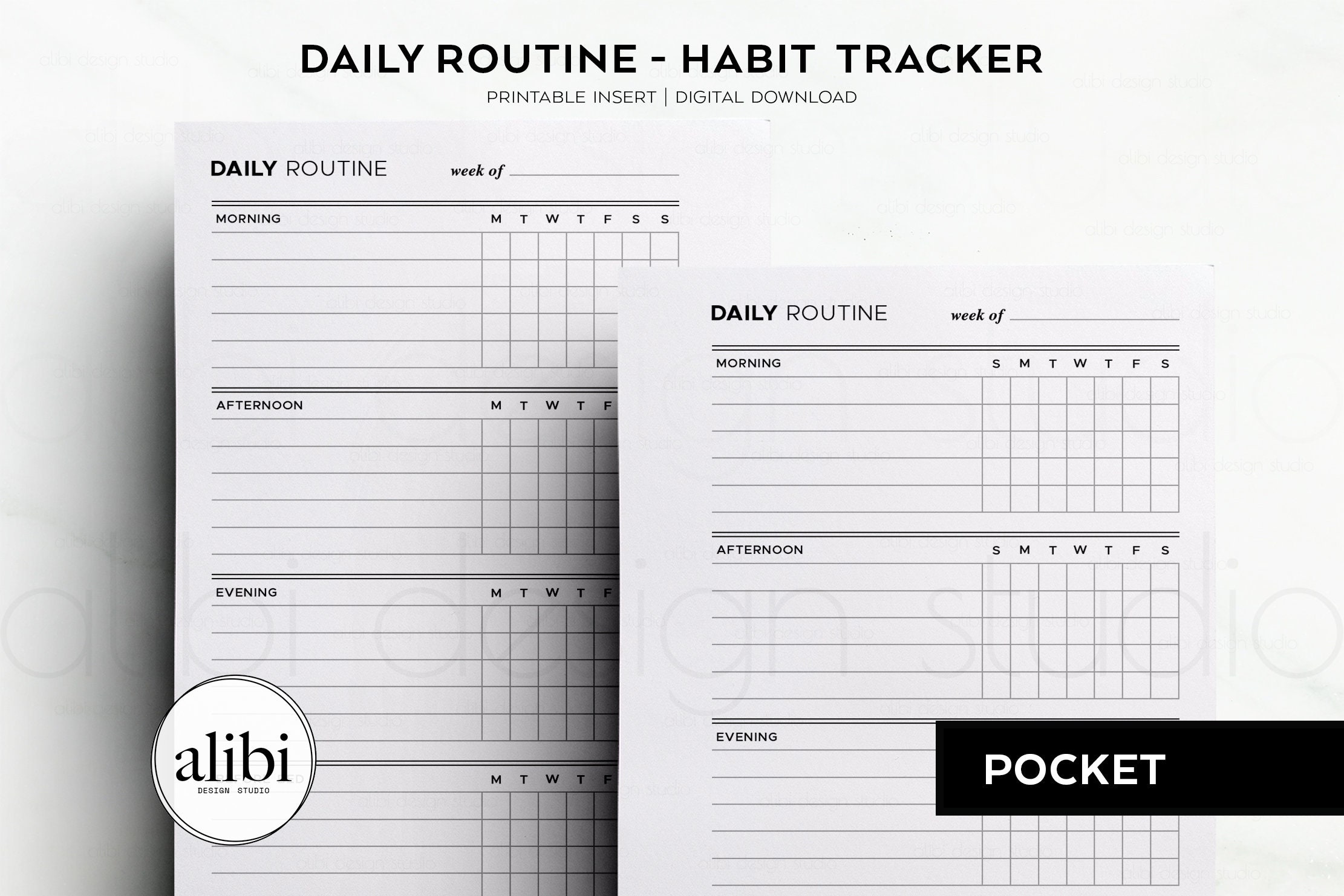 Pocket Daily Routine Habit Tracker Weekly Planner Pocket Etsy