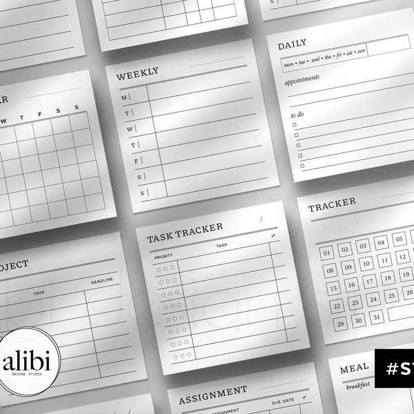 Printable Sticky Notes, Printable Planner Cards - 66 Designs | Minimalistic and functional printable planner accessories | #ST01