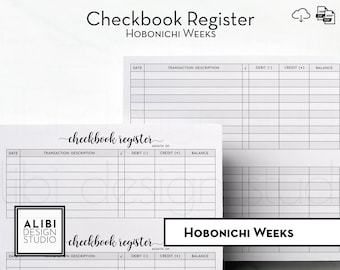 Hobonichi-weken, chequeboek Registreren Financieel Planner Budgetplanner Hobo Weeks Travelers Notebook Afdrukbare bijlagen Expense Tracker