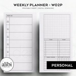 Personal Weekly Planner Week on 2 Pages Personal Printable Planner Inserts Habit Tracker Grid Paper