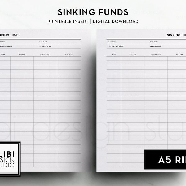 A5 Sinking Funds Savings Tracker Financial Planner Budget Planner Finance Tracker A5 Printable Planner Inserts