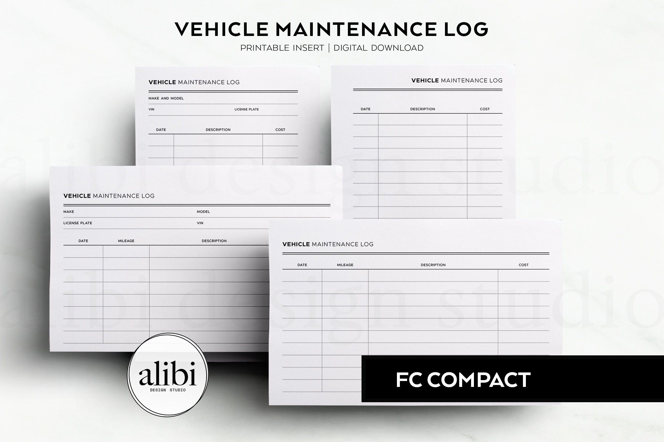 FC Compact Printable Vehicle Maintenance Log Franklin Covey Compact ...