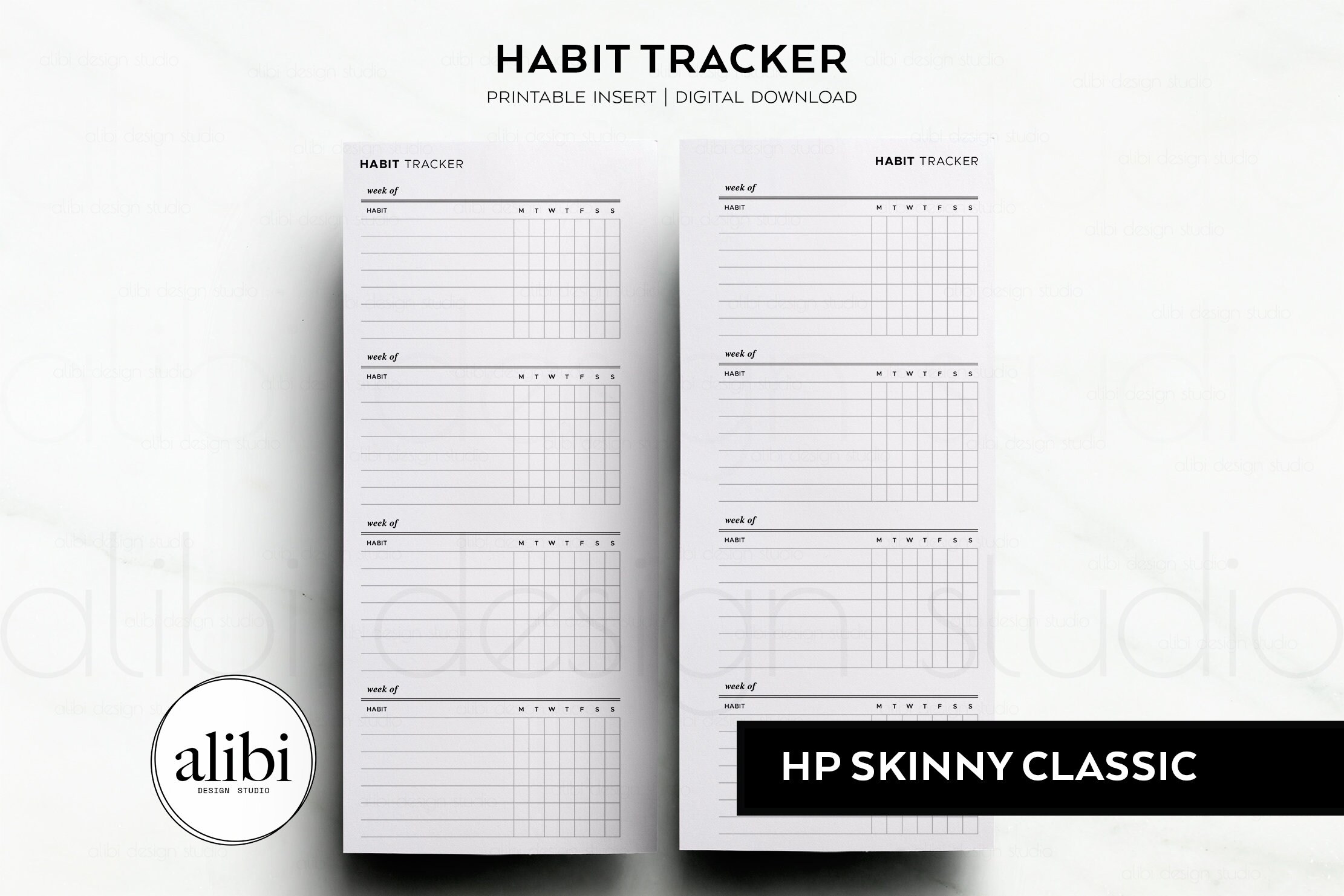Monthly Habit Tracker Refill Planner Pages, Tip-In