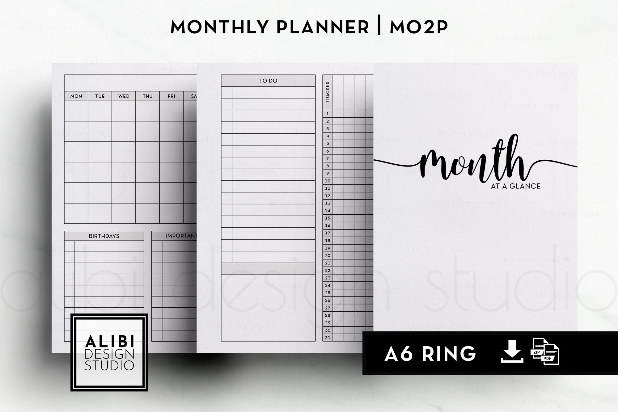 A6 Monthly Planner Month on 2 Pages A6 Printable Planner Inserts | Mo2p ...